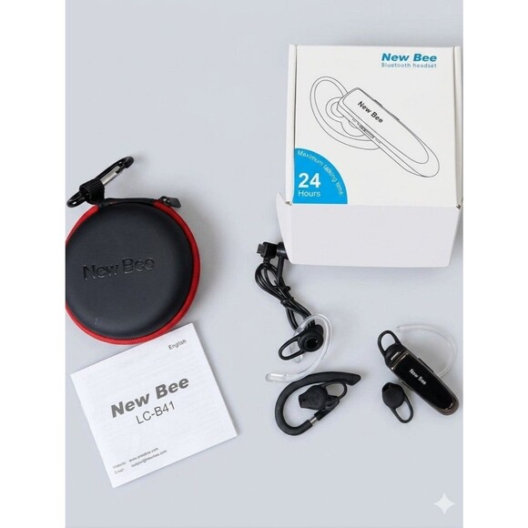 Unbranded Other - New Bee Bluetooth Headset with Carry Case - Black and Red